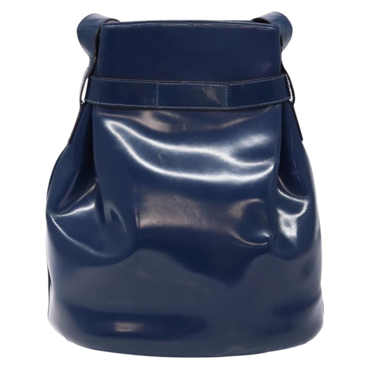 Salvatore Ferragamo Vintage Gancini Bucket Bag Patent Leather Blue Patent_Leather Shoulder Bag Bag (Authentic Pre-Loved)