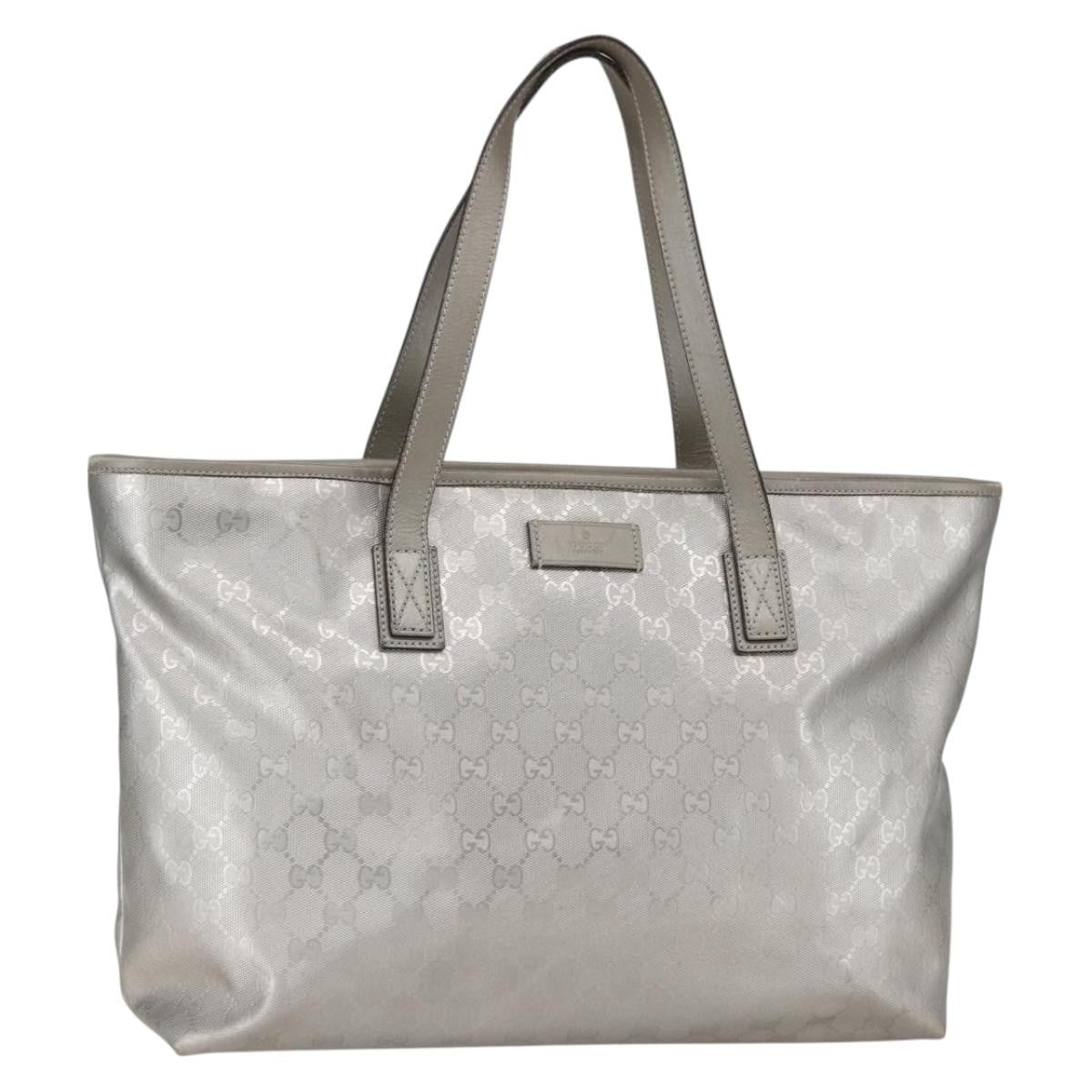 Gucci Plus Tote Gg Imprime Silver Canvas Tote Bag Bag (Pre-Loved)