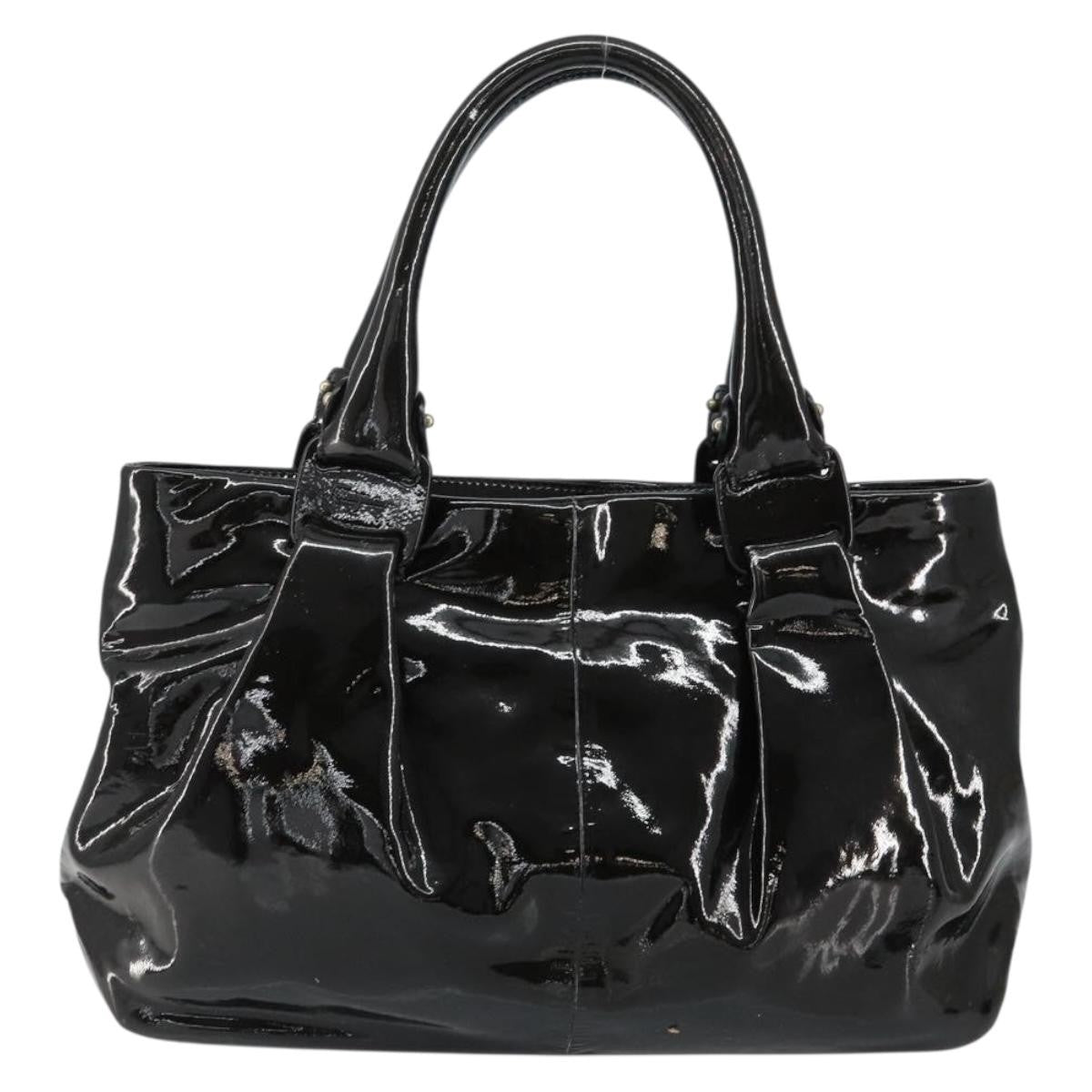 Salvatore Ferragamo Vintage Tote Bag Patent Leather Black Patent_Leather Tote Bag Bag (Pre-Loved)