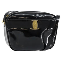 Salvatore Ferragamo Vala Shoulder Bag Patent Leather Black Patent_Leather Shoulder Bag Bag (Authentic Pre-Loved)