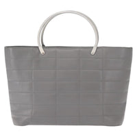Chanel Vintage Chocolate Bar Metal Ring Tote Quilted Lambskin Gray Leather Tote Bag Bag (Authentic Pre-Loved)