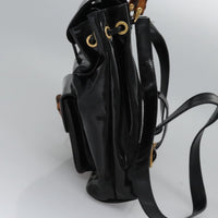 Gucci Vintage Bamboo Backpack Patent Black Patent_Leather Backpack Bag (Authentic Pre-Loved)