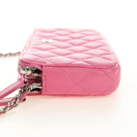 Chanel Double Zip Clutch With Chain Quilted Lambskin Pink Leather Shoulder Bag Bag (Authentic Pre-Loved)