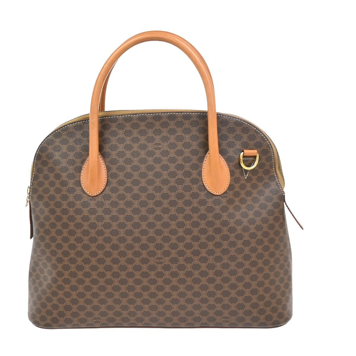 Celine Vintage Macadam Handbag Canvas And Leather Brown Canvas Handbag (Authentic Pre-Loved)