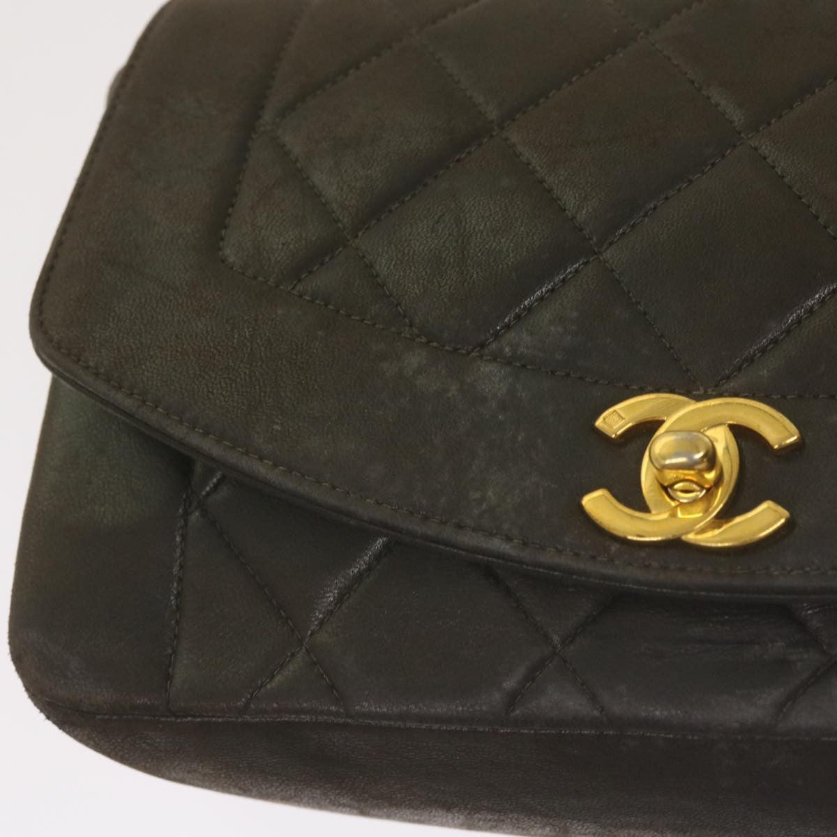 Chanel Vintage Diana Flap Bag Quilted Lambskin Black Leather Shoulder Bag Bag (Authentic Pre-Loved)