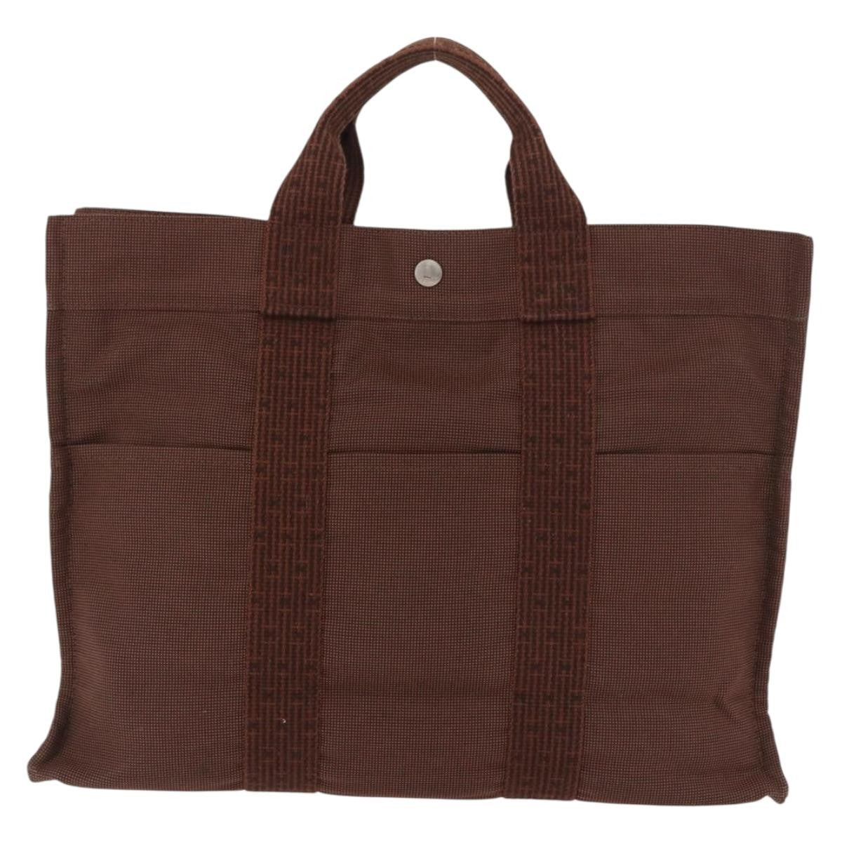Hermes Fourre Tout Tote Canvas Brown Canvas Tote Bag Bag (Authentic Pre-Loved)