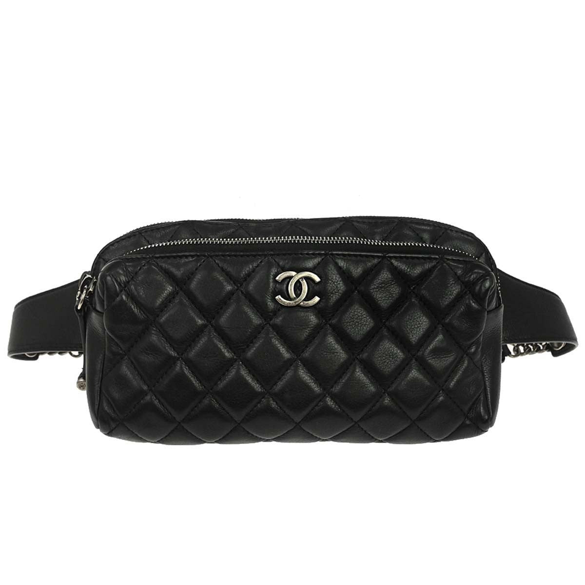 Chanel Chanel Bum Bag Leather Black Leather Handbag (Pre-Loved)