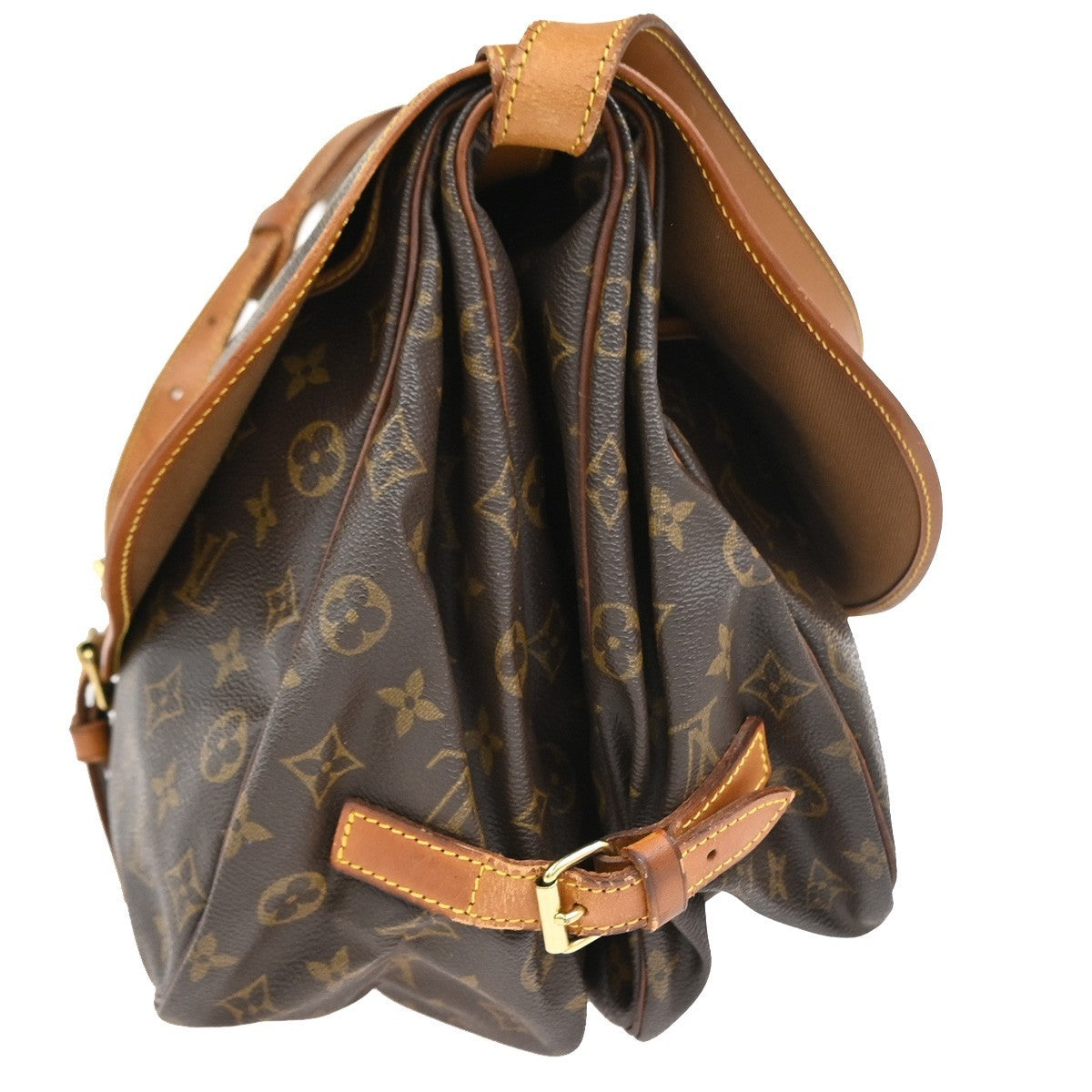 Louis Vuitton Saumur Handbag Monogram Canvas Brown Canvas Shoulder Bag Bag (Authentic Pre-Loved)