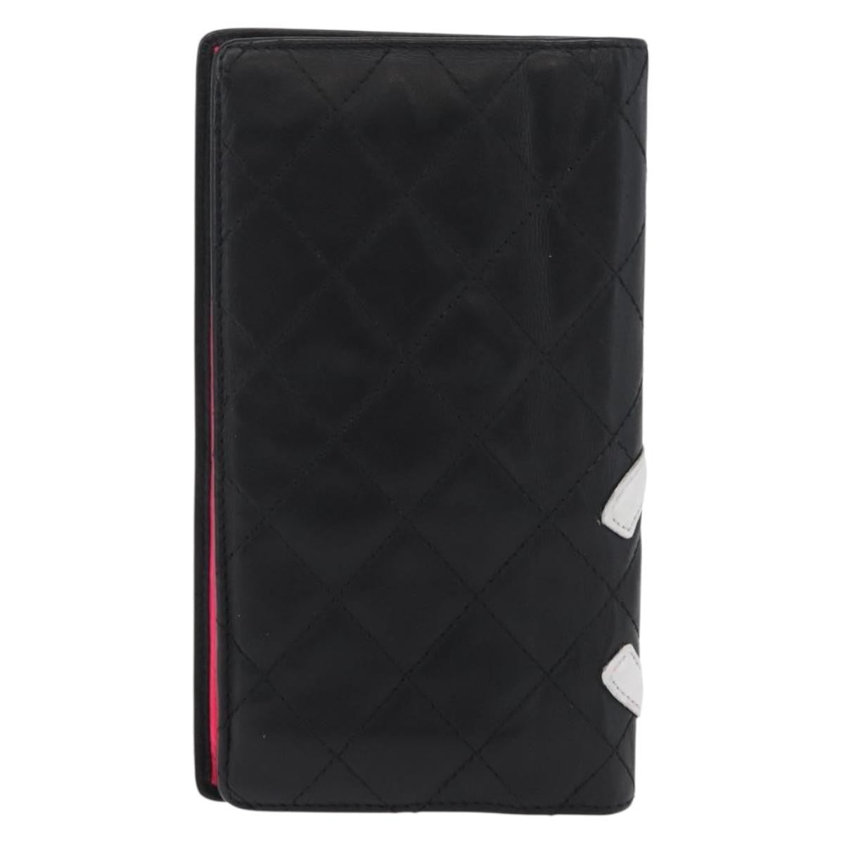 Chanel Cambon Bifold Wallet Quilted Lambskin Black Leather Wallets Accessory (Pre-Loved)