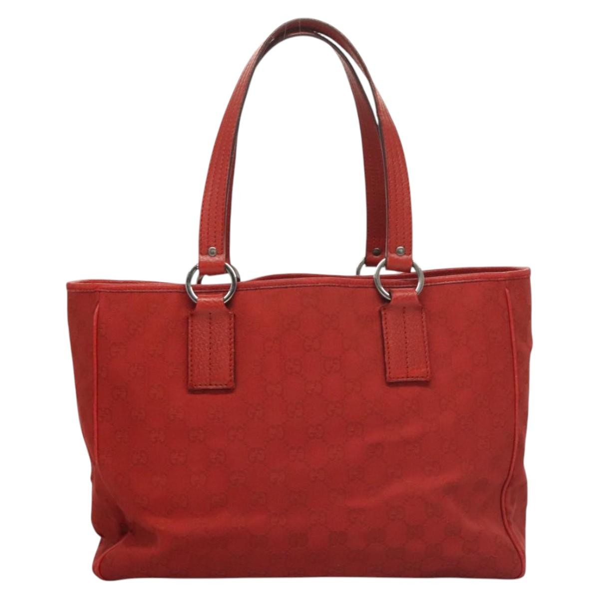 Gucci Vintage Open Tote Gg Canvas Red Canvas Tote Bag Bag (Authentic Pre-Loved)