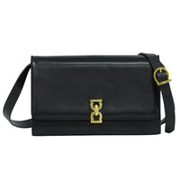 Salvatore Ferragamo Gancini Shoulder Bag Leather Black Leather Shoulder Bag Bag (Pre-Loved)