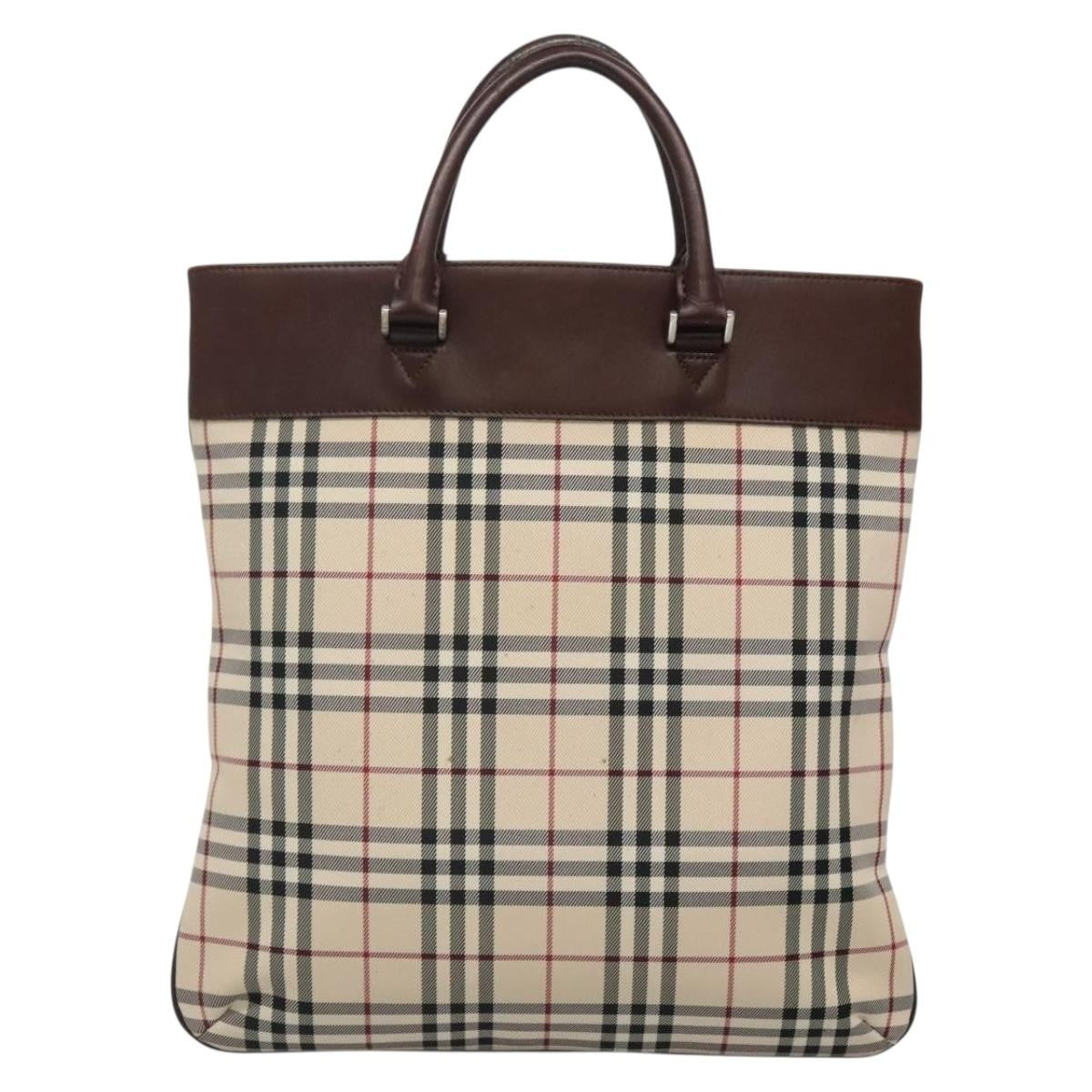 Burberry Nova Check Tote Nylon Beige Nylon Bag (Authentic Pre-Loved)