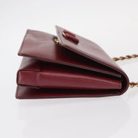 Salvatore Ferragamo Vala Chain Shoulder Bag Leather Burgundy Leather Shoulder Bag Bag (Authentic Pre-Loved)