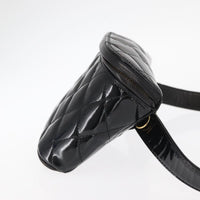 Chanel Vintage Zip Belt Bag Quilted Lambskin Black Patent_Leather Clutche & Pouche Bag (Pre-Loved)