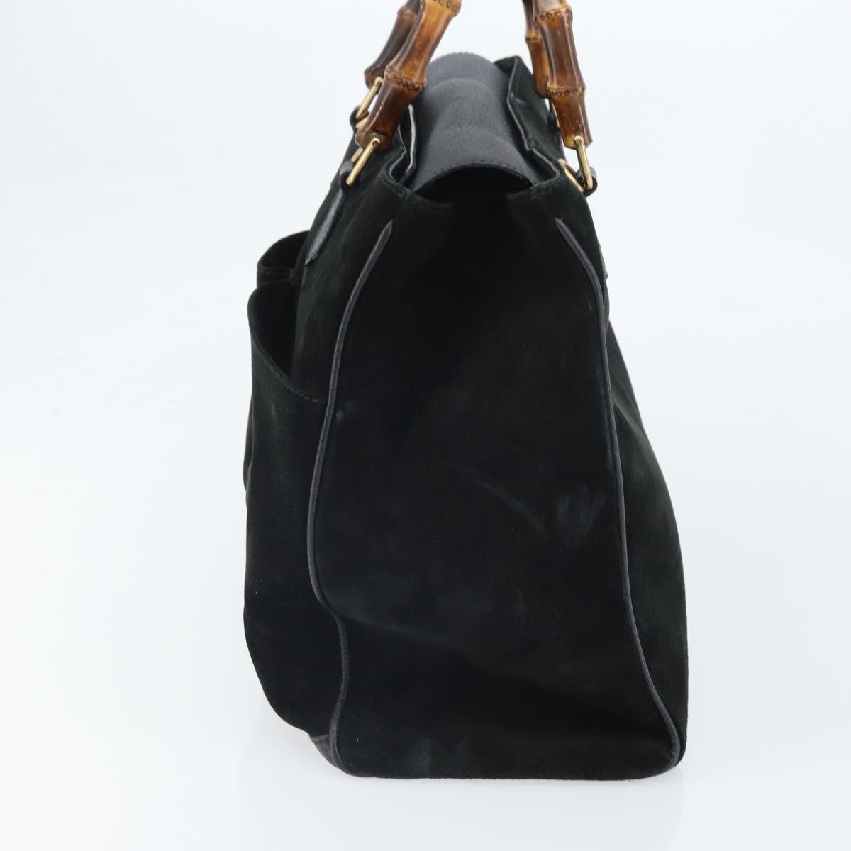 Gucci Bamboo Tote Bag Suede Black Suede Tote Bag Bag (Pre-Loved)
