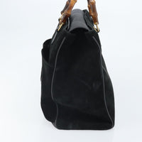 Gucci Bamboo Tote Bag Suede Black Suede Tote Bag Bag (Pre-Loved)