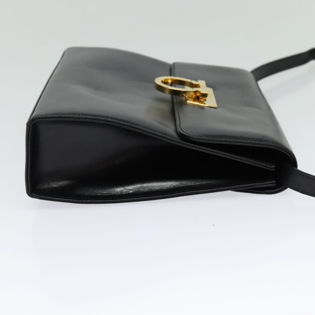 Salvatore Ferragamo Gancini Shoulder Bag Leather Black Leather Shoulder Bag Bag (Authentic Pre-Loved)