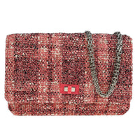 Chanel Reissue 2.55 Flap Bag Quilted Tweed With Resin Detail Pink Tweed Clutche & Pouche Bag (Authentic Pre-Loved)
