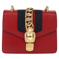 Gucci Sylvie Chain Shoulder Bag Leather Red Leather Shoulder Bag Bag (Pre-Loved)
