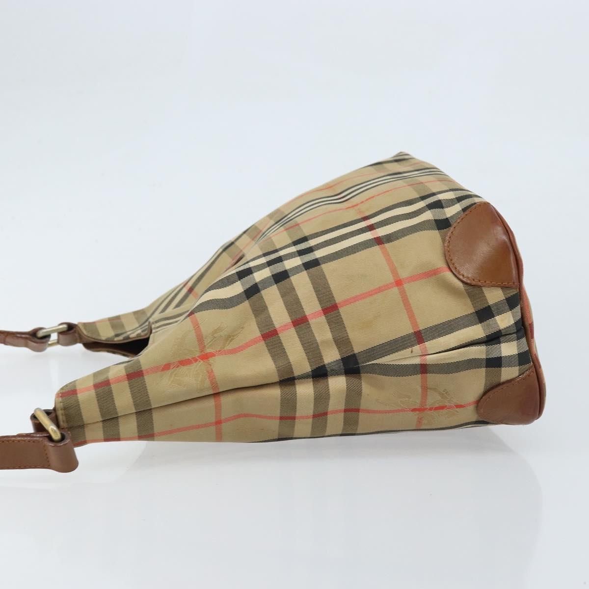 Burberry Nova Check Shoulder Bag Canvas And Leather Beige Canvas Shoulder Bag Bag (Authentic Pre-Loved)