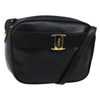 Salvatore Ferragamo Vala Shoulder Bag Leather Black Leather Shoulder Bag Bag (Pre-Loved)