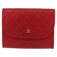 Chanel Vintage Clutch Leather Red Leather Clutche & Pouche Bag (Authentic Pre-Loved)