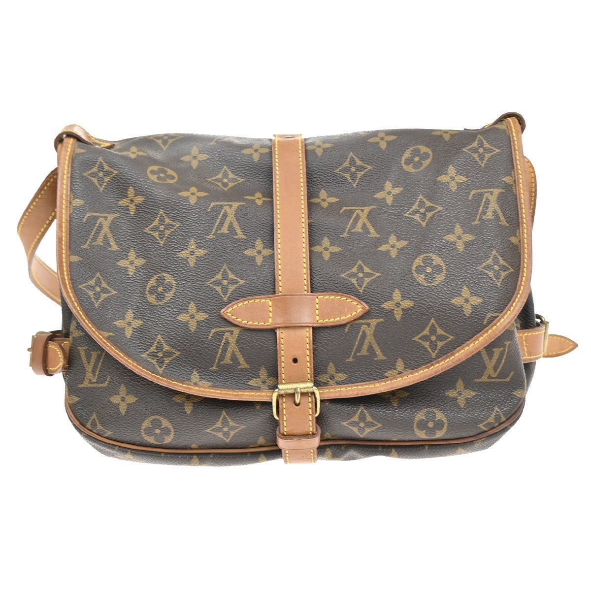 Louis Vuitton Saumur Handbag Monogram Canvas Brown Canvas Shoulder Bag Bag (Authentic Pre-Loved)