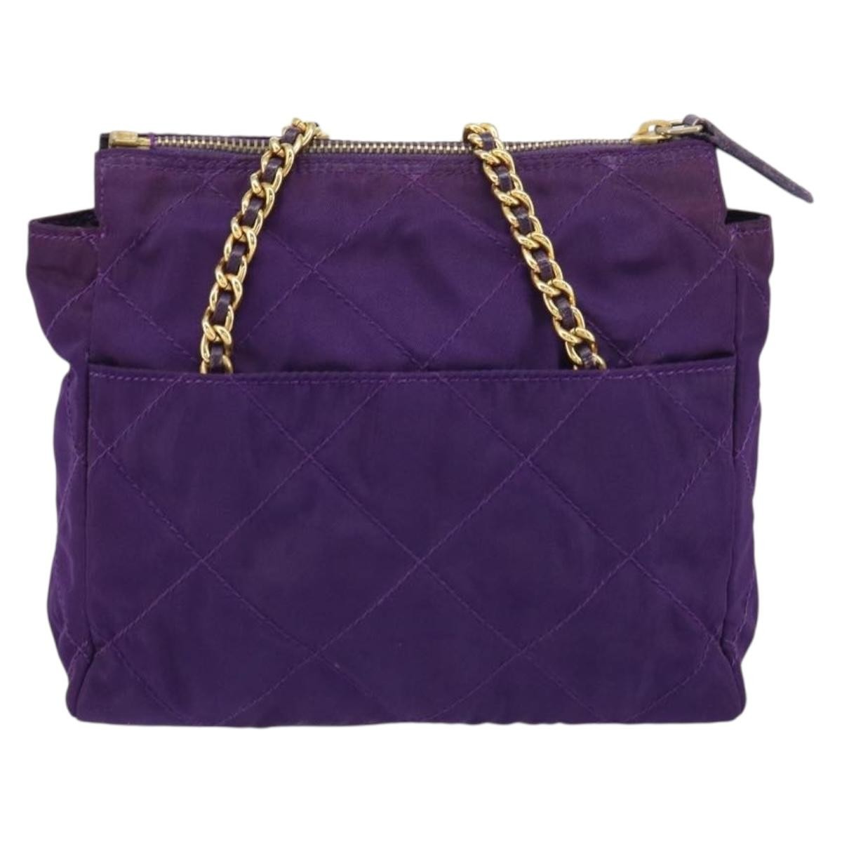 Prada Re-Edition 1995 Chain Tote Quilted Re-Nylon Purple Nylon Shoulder Bag Bag (Pre-Loved)