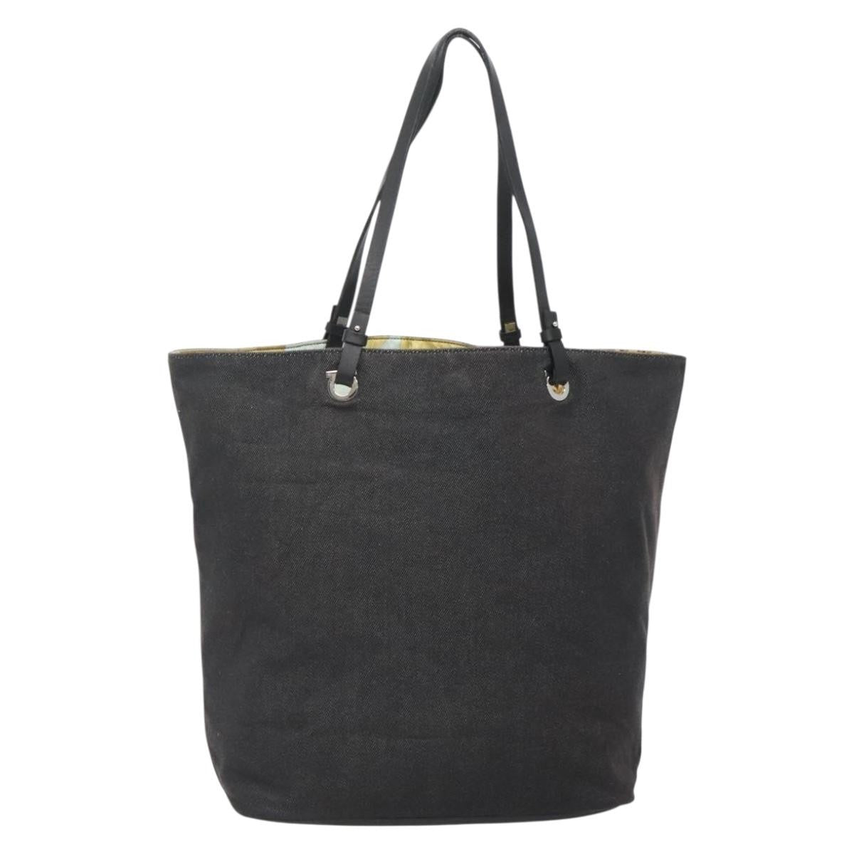 Salvatore Ferragamo Gancini Tote Canvas Black Canvas Tote Bag Bag (Pre-Loved)