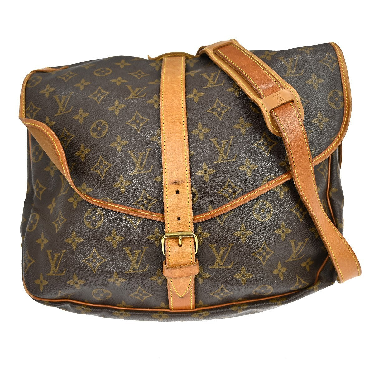 Louis Vuitton Saumur Handbag Monogram Canvas Brown Canvas Shoulder Bag Bag (Authentic Pre-Loved)