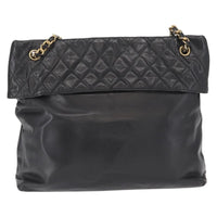 Chanel Chain Tote Leather Black Leather Handbag (Authentic Pre-Loved)