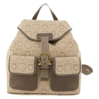 Salvatore Ferragamo Gancini Backpack Canvas Beige Canvas Backpack Bag (Authentic Pre-Loved)