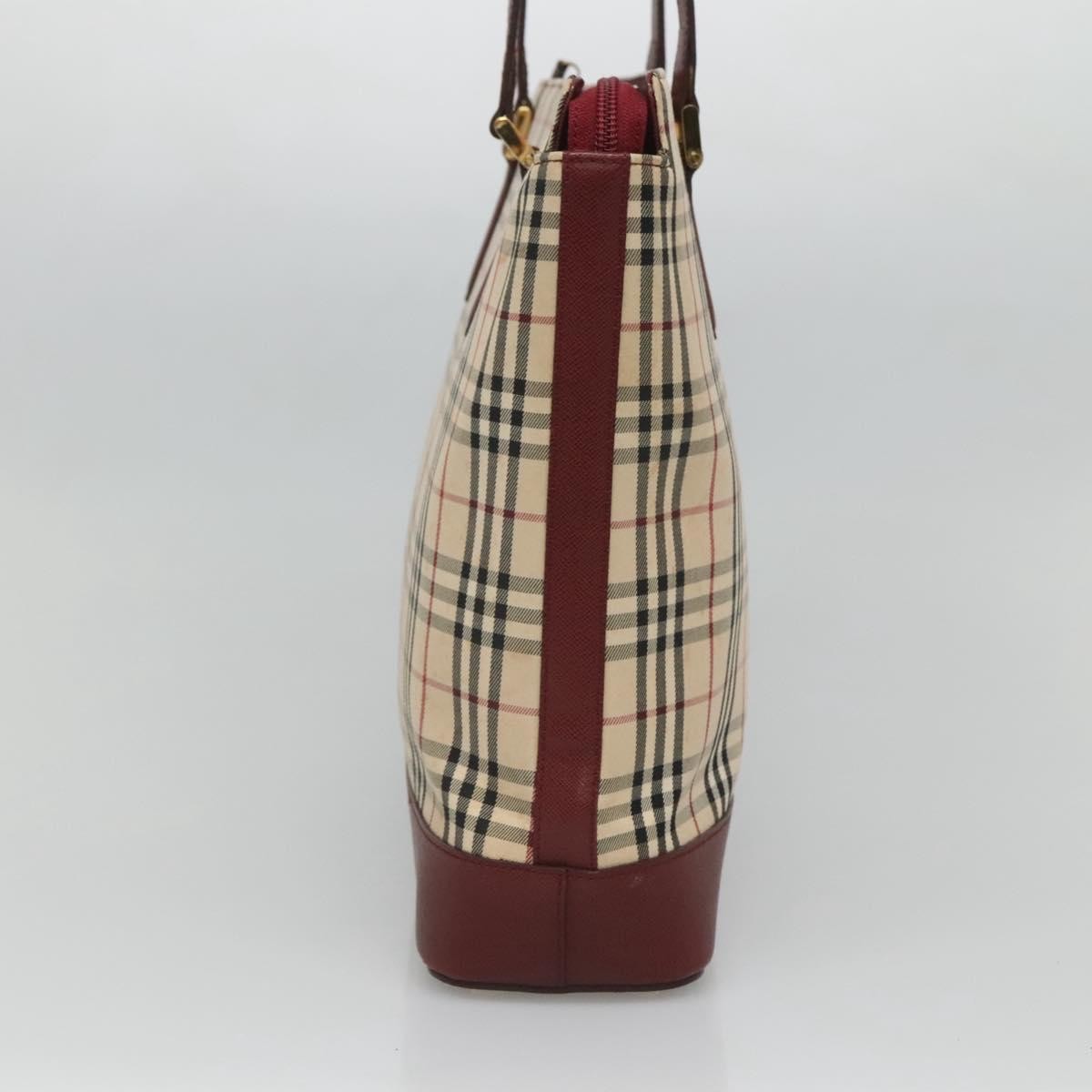Burberry Nova Check Tote Canvas And Leather Beige Canvas Tote Bag Bag (Pre-Loved)