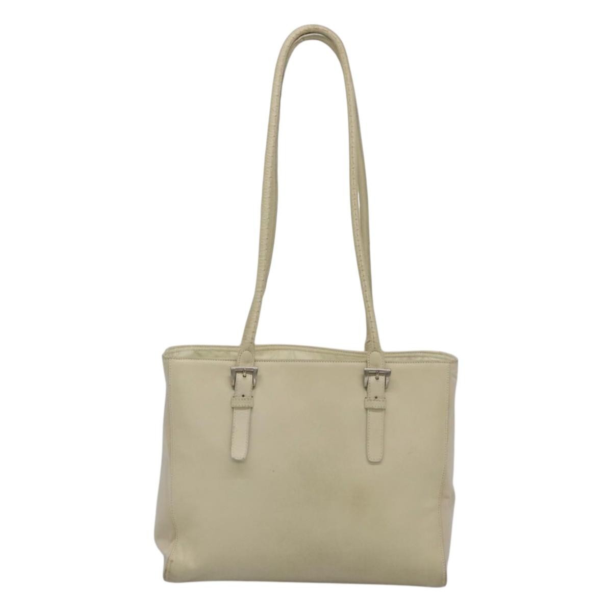 Prada Vintage Shoulder Bag Nylon And Leather White Leather Shoulder Bag Bag (Authentic Pre-Loved)