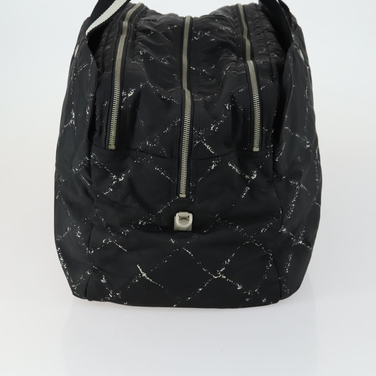 Chanel Travel Line Boston Bag Printed Nylon Black Nylon Travel Bag Bag (Pre-Loved)
