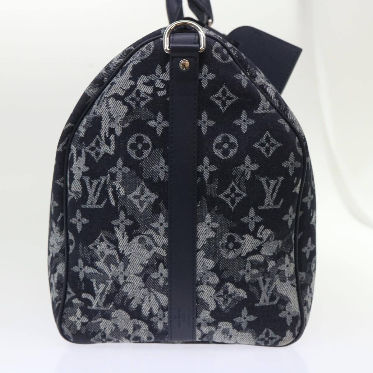 Louis Vuitton Keepall Bandouliere Bag Monogram Tapestry Canvas Navy Canvas Bag (Authentic Pre-Loved)