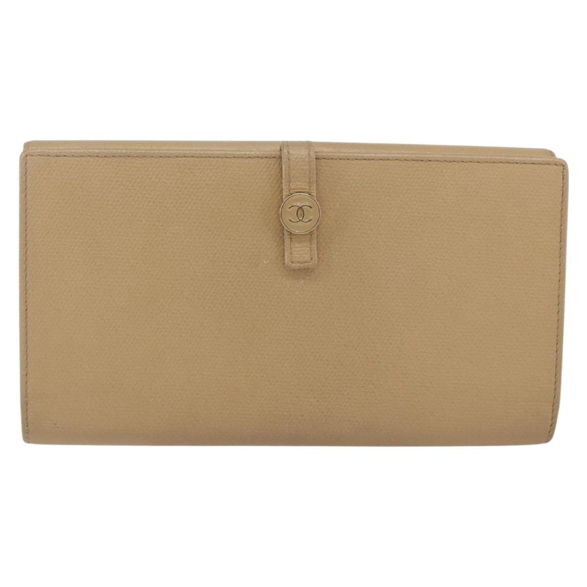 Chanel Coco Bouton Wallet Leather Beige Leather Wallets Accessory (Authentic Pre-Loved)