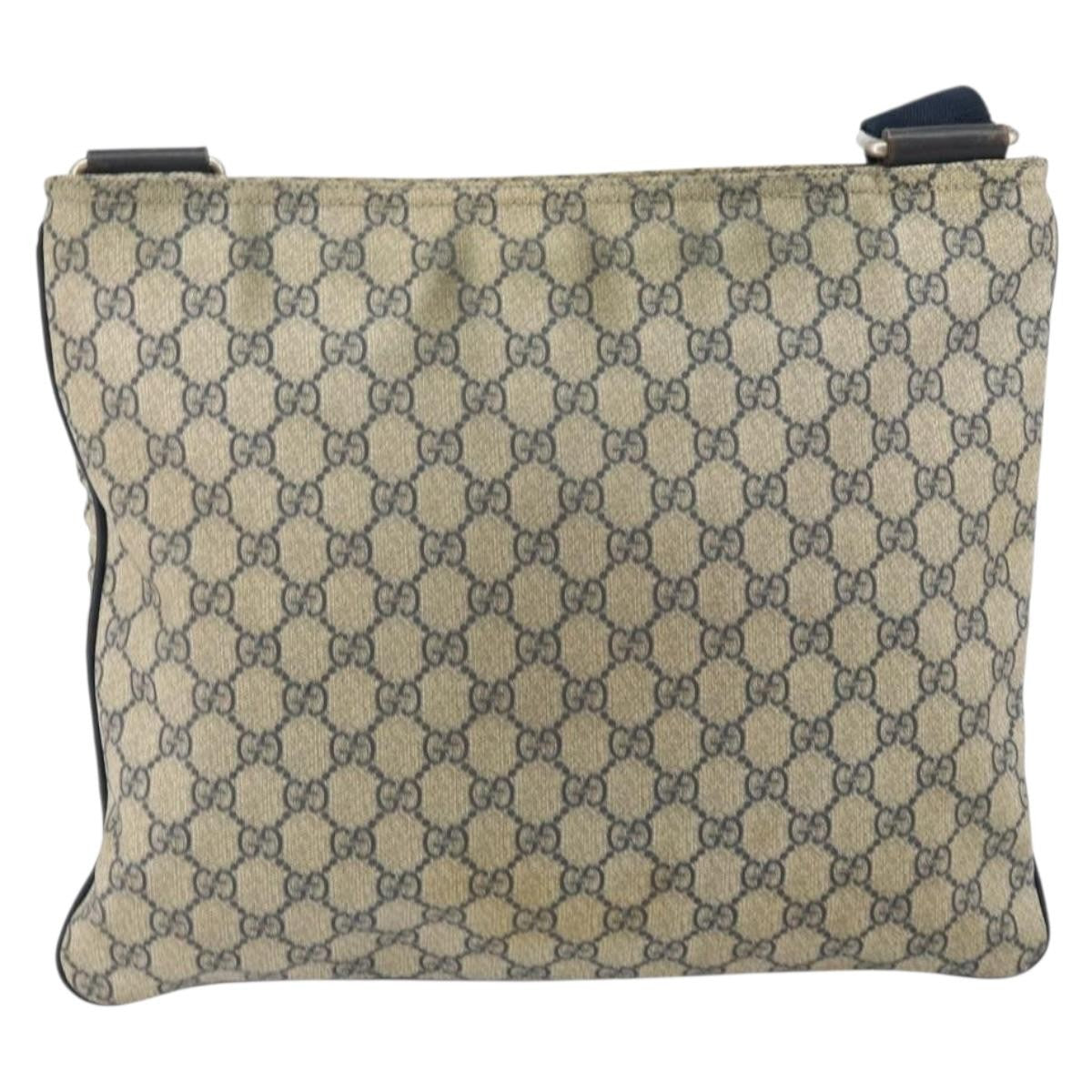 Gucci Zip Top Messenger Bag Gg Coated Canvas Navy Pvc Shoulder Bag Bag (Pre-Loved)