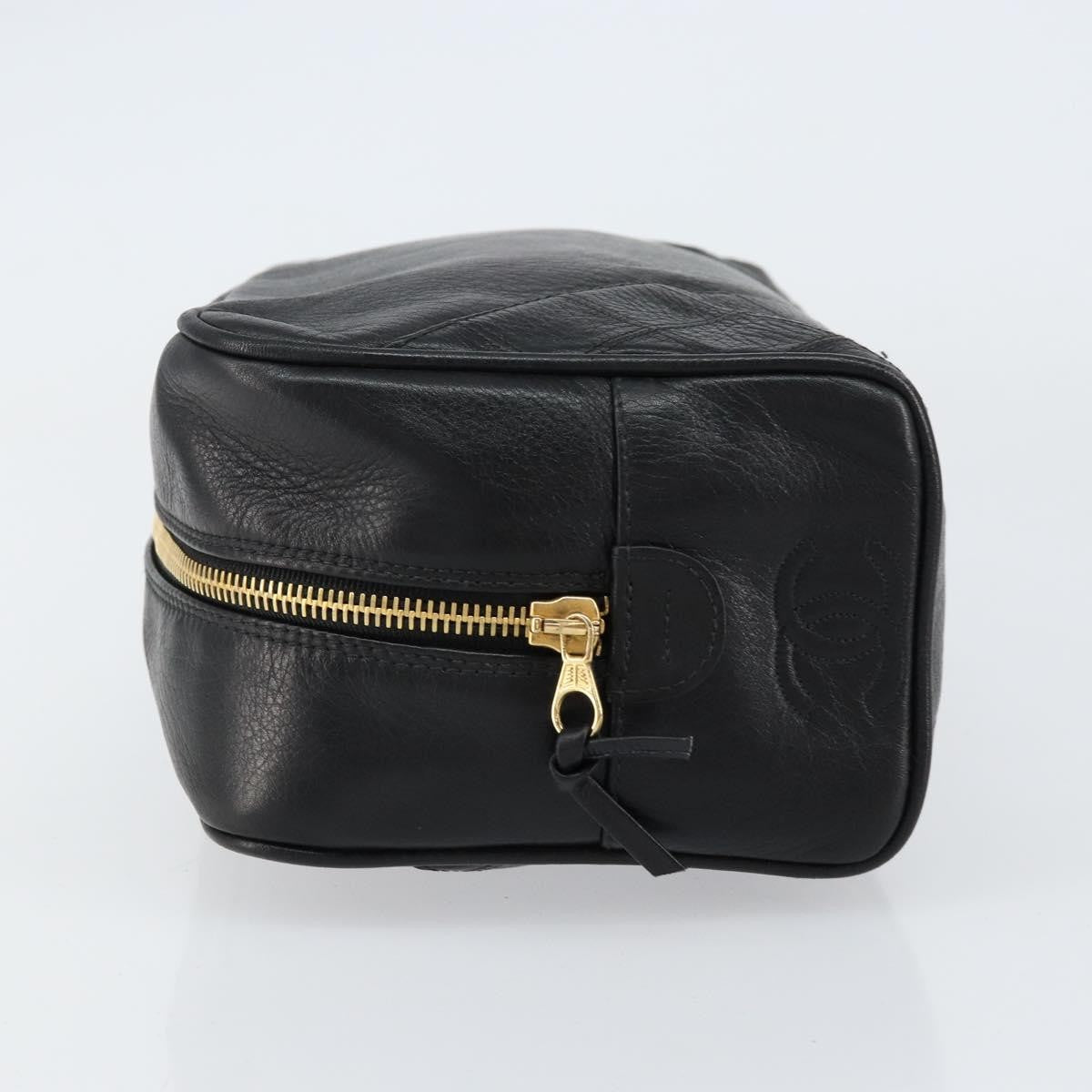 Chanel Chanel Vintage Toiletry Pouch Leather Black Leather Clutche & Pouche Bag (Pre-Loved)