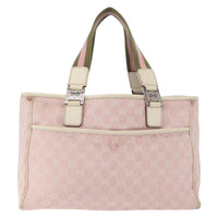 Gucci Web Handle Buckle Tote Gg Canvas Pink Canvas Tote Bag Bag (Authentic Pre-Loved)