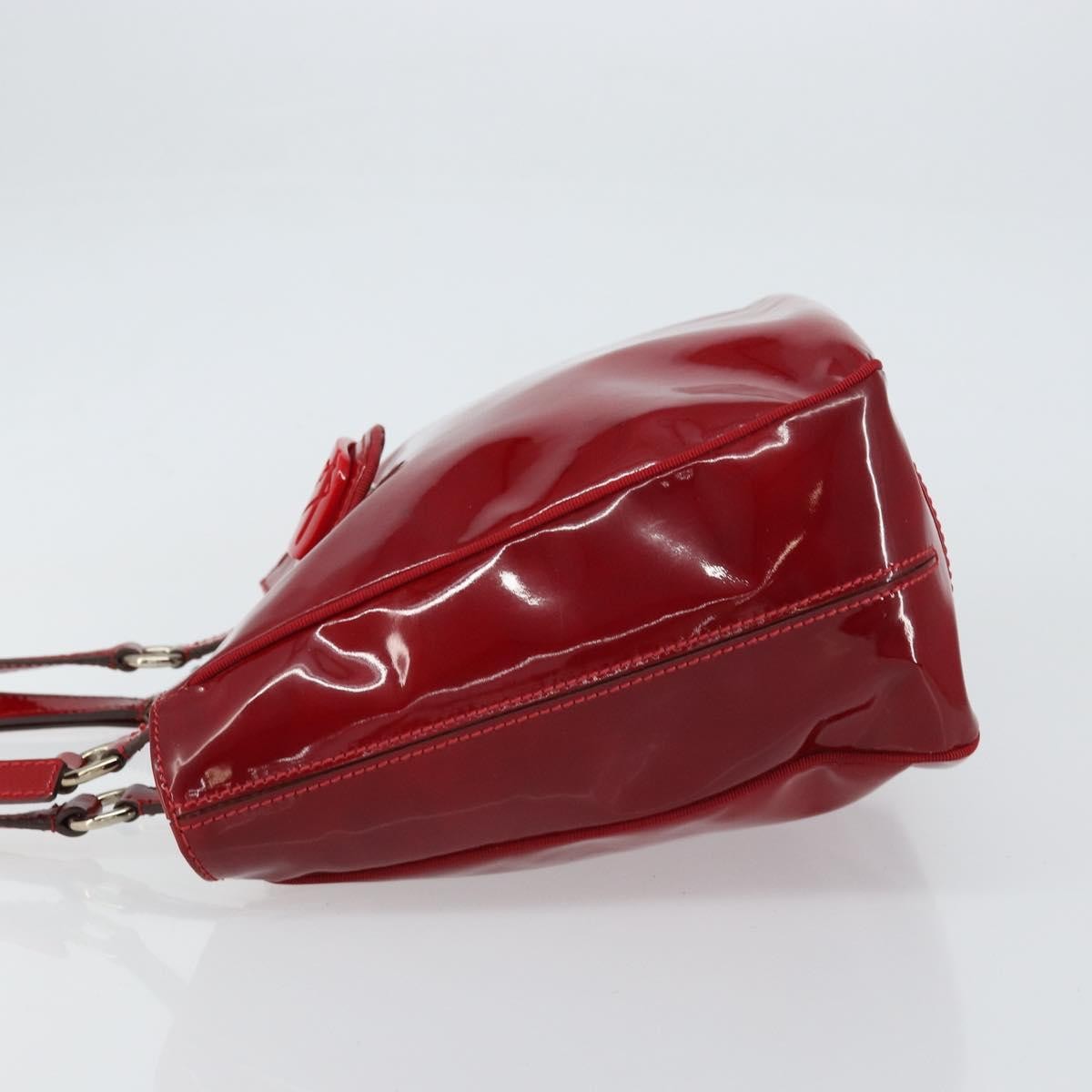 Salvatore Ferragamo Vintage Tote Bag Patent Leather Red Patent_Leather Tote Bag Bag (Authentic Pre-Loved)