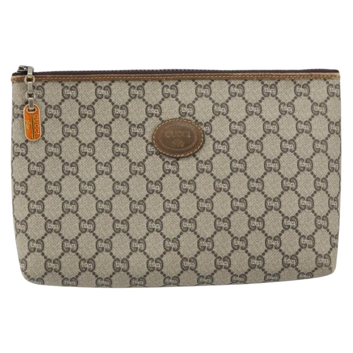 Gucci Zip Pouch Gg Canvas Beige Canvas Clutche & Pouche Bag (Authentic Pre-Loved)