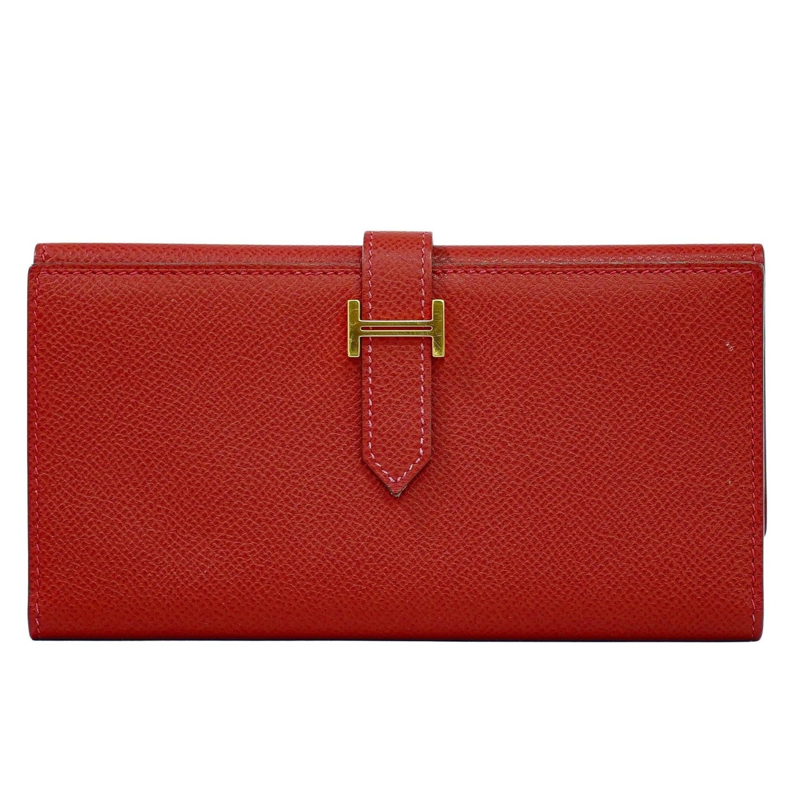 Hermes Bearn Wallet Epsom Red Leather Wallets Accessory (Pre-Loved)