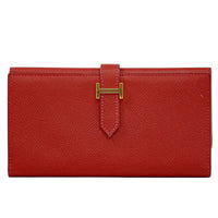 Hermes Bearn Wallet Epsom Red Leather Wallets Accessory (Pre-Loved)