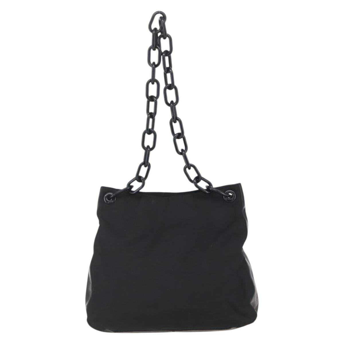 Prada Chain Shoulder Bag Tessuto Black Nylon Shoulder Bag Bag (Pre-Loved)