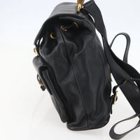 Gucci Vintage Bamboo Backpack Leather Black Leather Backpack Bag (Authentic Pre-Loved)