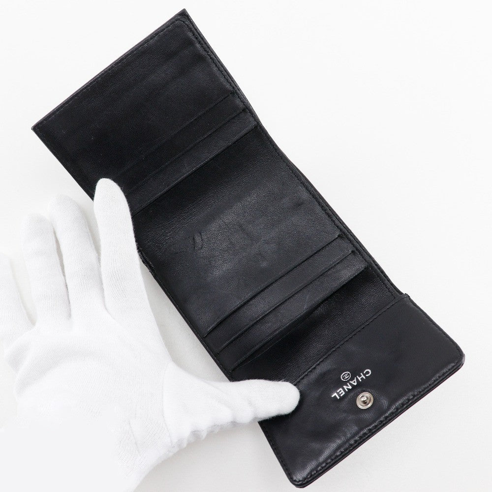 Chanel Bi-Fold Wallet Quilted Patent Black Patent_Leather Wallets Accessory (Authentic Pre-Loved)