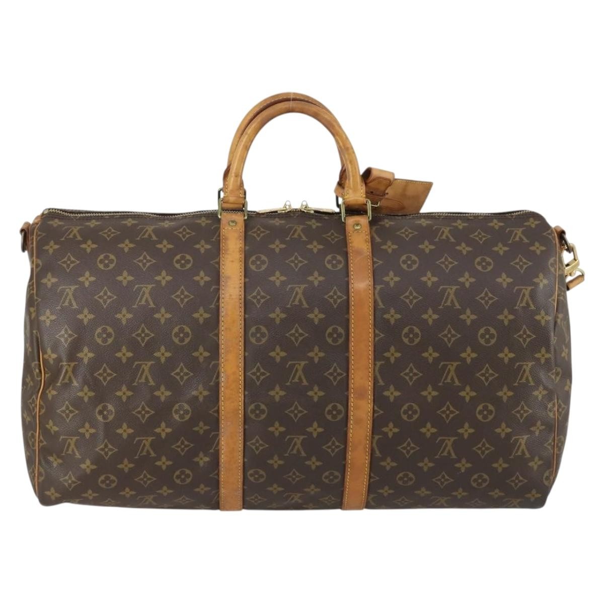 Louis Vuitton Keepall Bandouliere Bag Monogram Canvas Brown Canvas Travel Bag Bag (Authentic Pre-Loved)