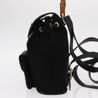 Gucci Vintage Bamboo Backpack Suede Black Suede Backpack Bag (Authentic Pre-Loved)