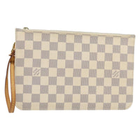 Louis Vuitton Neverfull Pochette Damier White Canvas Clutche & Pouche Bag (Authentic Pre-Loved)